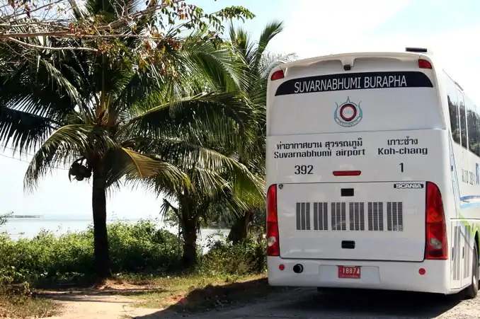 Suvarnabhumi Bus on sunny Koh Chang island
